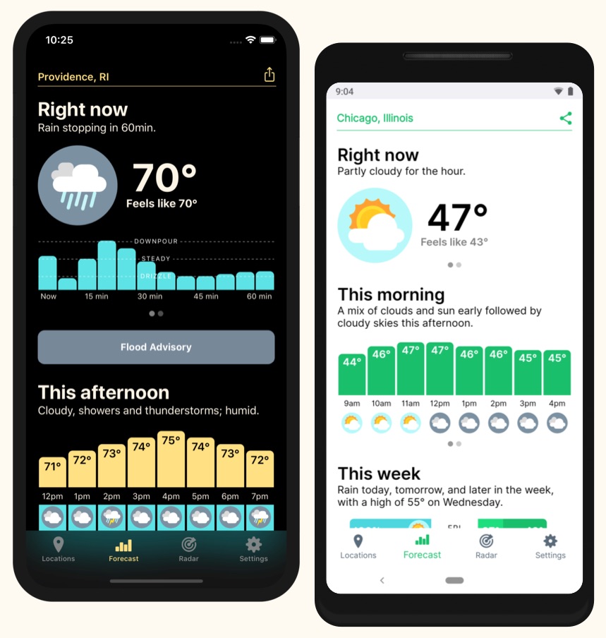 Hello Weather for iPhone and Android